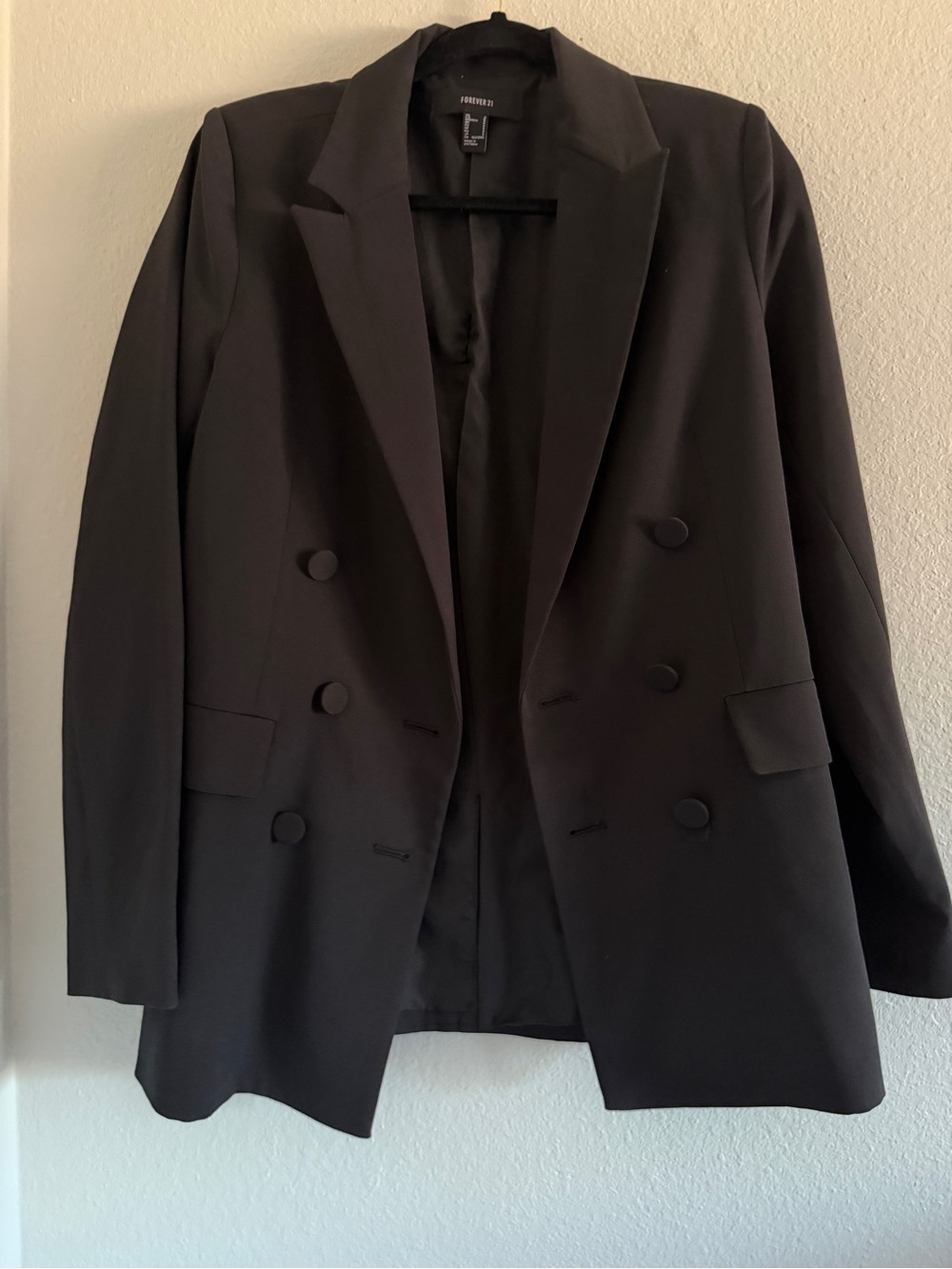 Forever 21 Double Breasted Blazer Black Oversized Small
